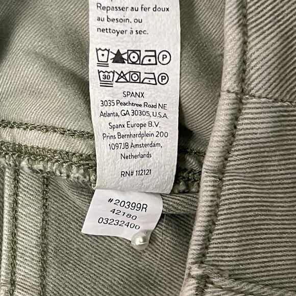 Spanx Patch Pocket Twill Straight Pull-On Seamed Pants Olive Oil Size L Large - Picture 11 of 12